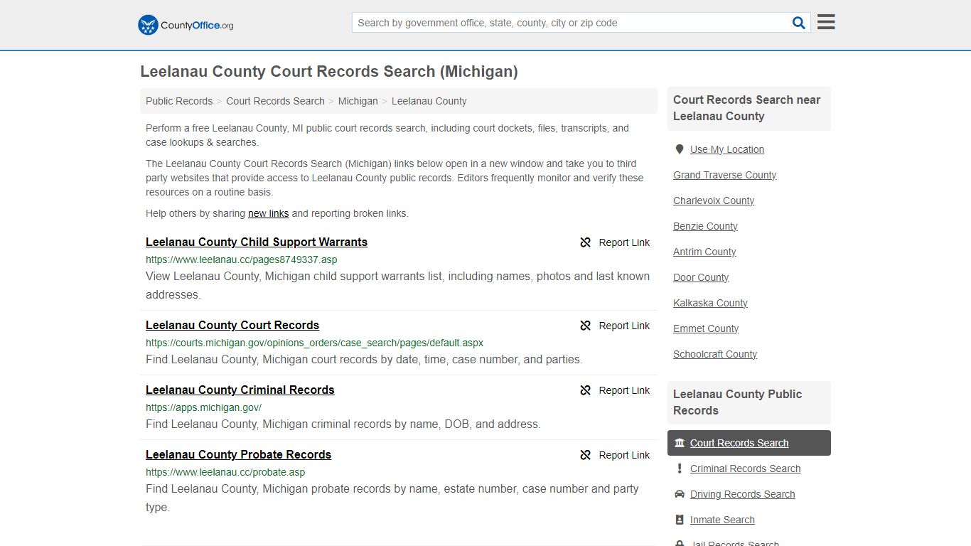 Court Records Search - Leelanau County, MI (Adoptions, Criminal, Child ...